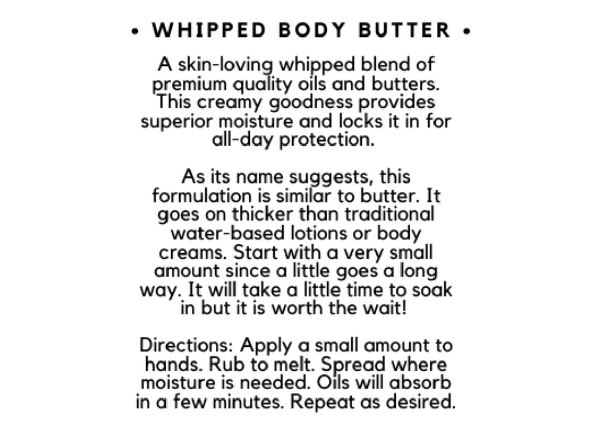 Whipped Body Butter - All Skin Types - Dry Skin Hydrating Sensitive Skin Fragrance Free Alcohol Free
