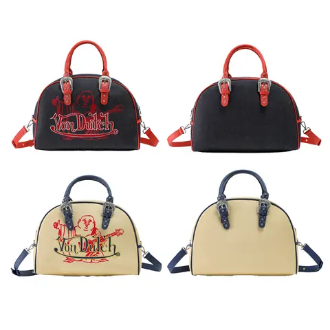 Von Dutch x True Religion Classic Duffle Travel Bag for Casual Travel - Buddha Motif, Logo Print, Zip Closure