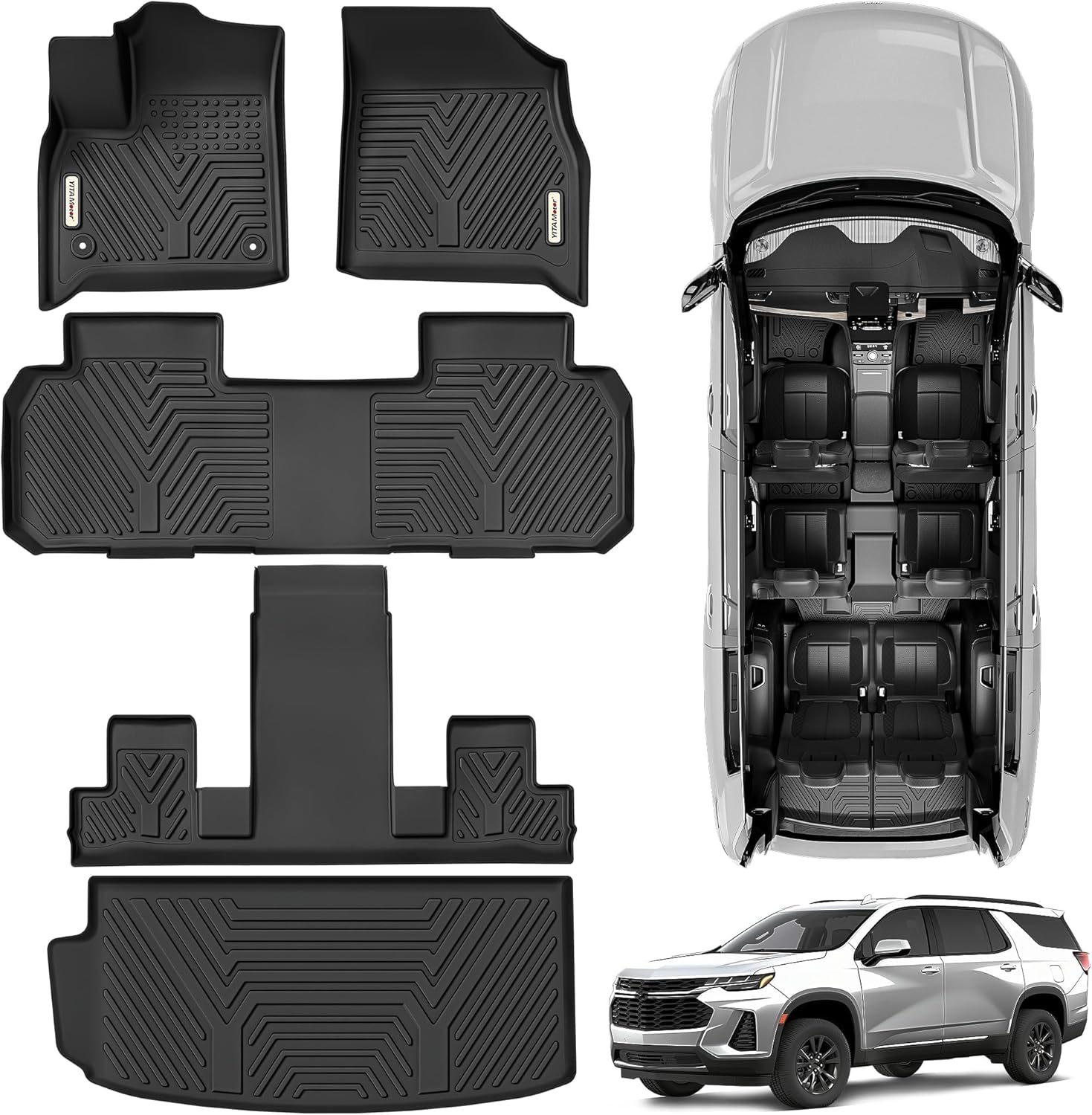 YITAMOTOR Floor Mats & Cargo Liner Fit for 2018-2025 Chevrolet Traverse 7 Seats