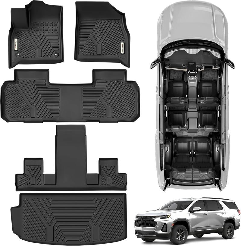 YITAMOTOR Floor Mats & Cargo Liner Fit for 2018-2025 Chevrolet Traverse 7 Seats, Custom Fit All-Weather TPE Rubber Car Mats Liners Chevy Traverse Accessories
