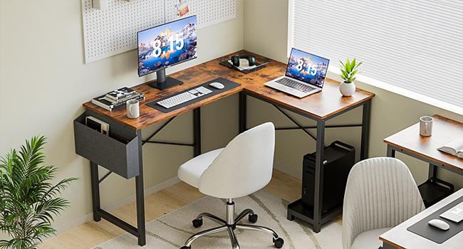 L Shaped Desk - Computer Desk Corner Desks Gaming  PC Table with CPU Stand Side Bag for Home Office Dorm Sturdy Writing Workstation