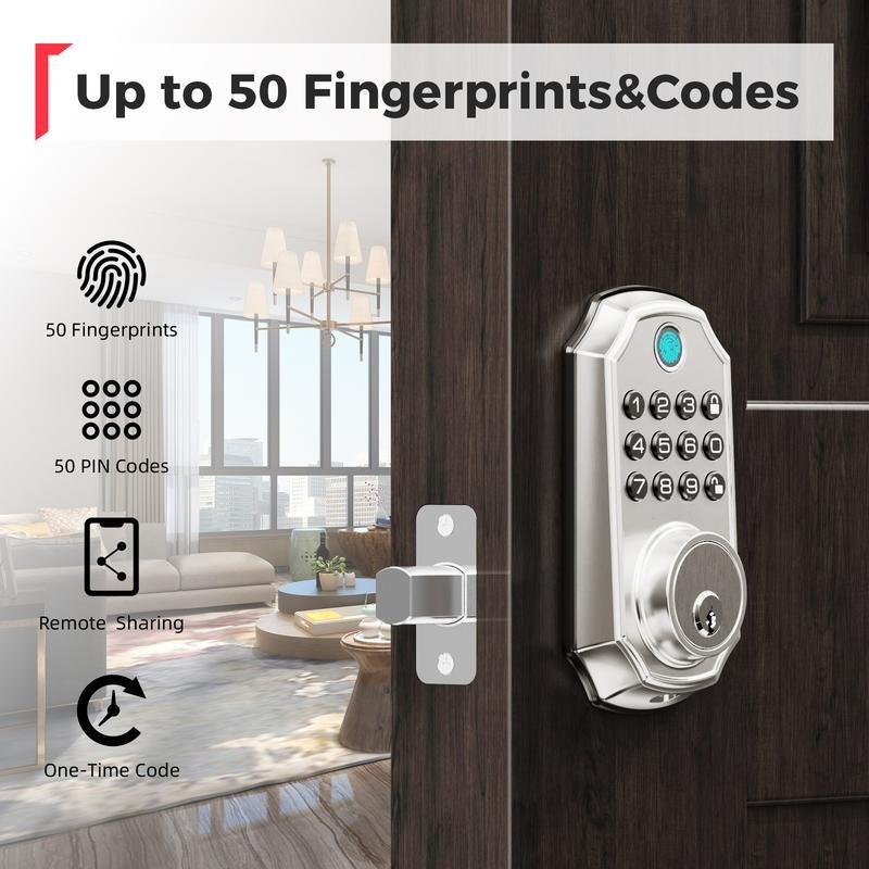 Smart Fingerprint Door Lock, 4-in-1 Keyless Entry Deadbolt, App-Assisted Control