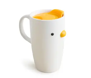 PURROOM Duck Coffee Mug with Lid, Travel Cup with Handle & Sealed Lid. 20 oz Cute Chick Tall Cup, Safety Ceramic. Best Gifts For Coffee Lover.