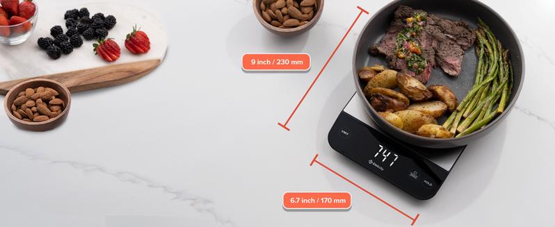 Etekcity Food Kitchen Scale 22lb, Digital Grams and Oz for Weight Loss, Baking and Cooking, 0.05oz/1g, Waterproof, Rechargeable, 304 Stainless Steel