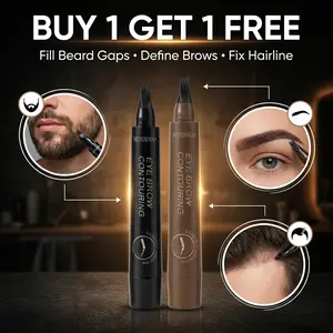 4-Tip Microblading Brow Pen – Waterproof Hair-Like Eyebrow Pencil for Sparse Brows, Patchy Beard & Hairline Filler (Men & Women)
