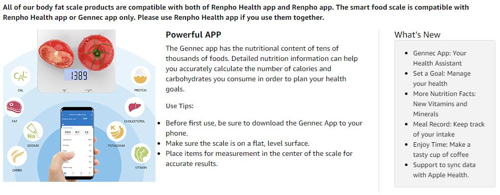 RENPHO Food Nutritional Scale Digital Kitchen Scale, Smart Food Measuring Scale with App for Macro Keto Calorie Cooking, Home Gifts Grams and Ounces Spring Glow Up