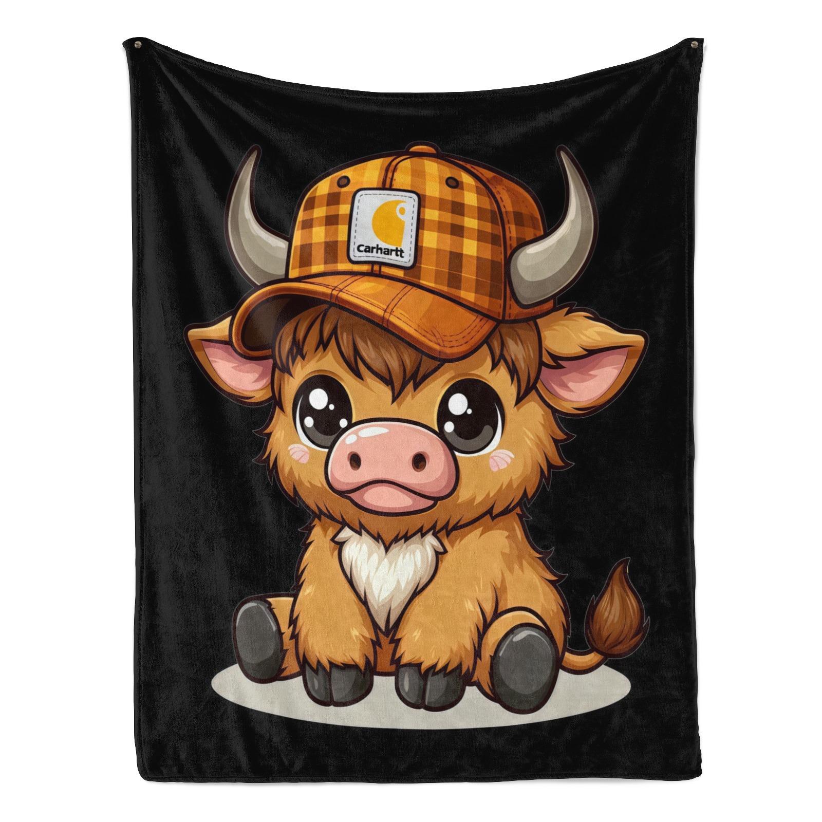 This Adorable Highland Cow Pattern Blanket Is Soft and Comfortable, Perfect for Air-conditioned Rooms. A Warm Nap Blanket Suitable for Home, Office, Travel, Camping, and Other Occasions.