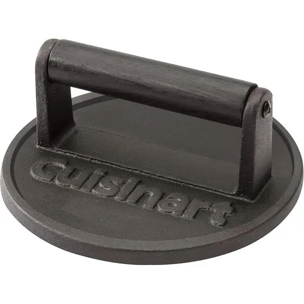 Cuisinart Smash Burger Press, Cast Iron, 6.5" Round Burger Smasher | Hamburger press with round flat edge for crispy carmelization, the go-to grill press for indoor and outdoor cooking, CISB-111