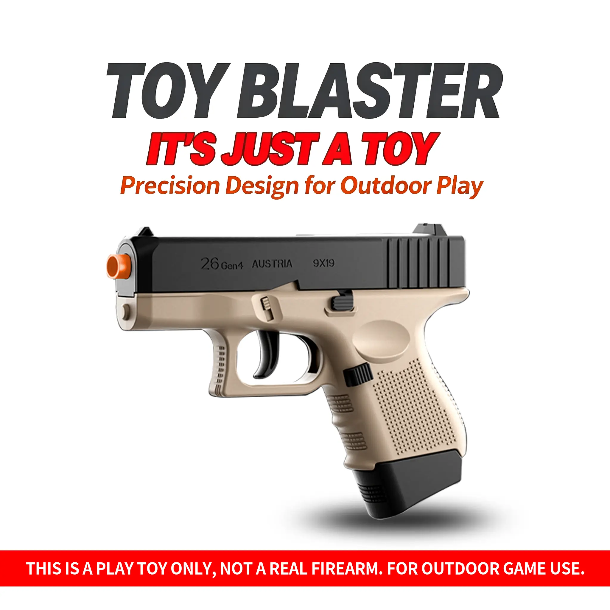 Compact Mini Foam Dart Toy Blaster, Mechanical Firing with Slide Hold Open, 2 Pcs Removable Magazines, Safe Orange Tip Backyard Shooting Game Gift for Teens Age 14+
