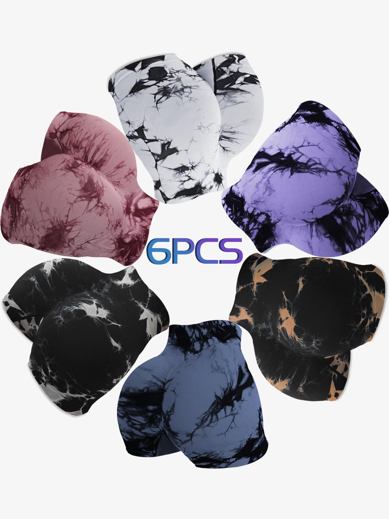 TCVC Women's Tie Dye High Waist Sports Shorts, Casual Comfy Breathable Skinny Athleisure Casual Shorts for Yoga Gym Workout Running,Ladies Sportswear for Spring and Summer