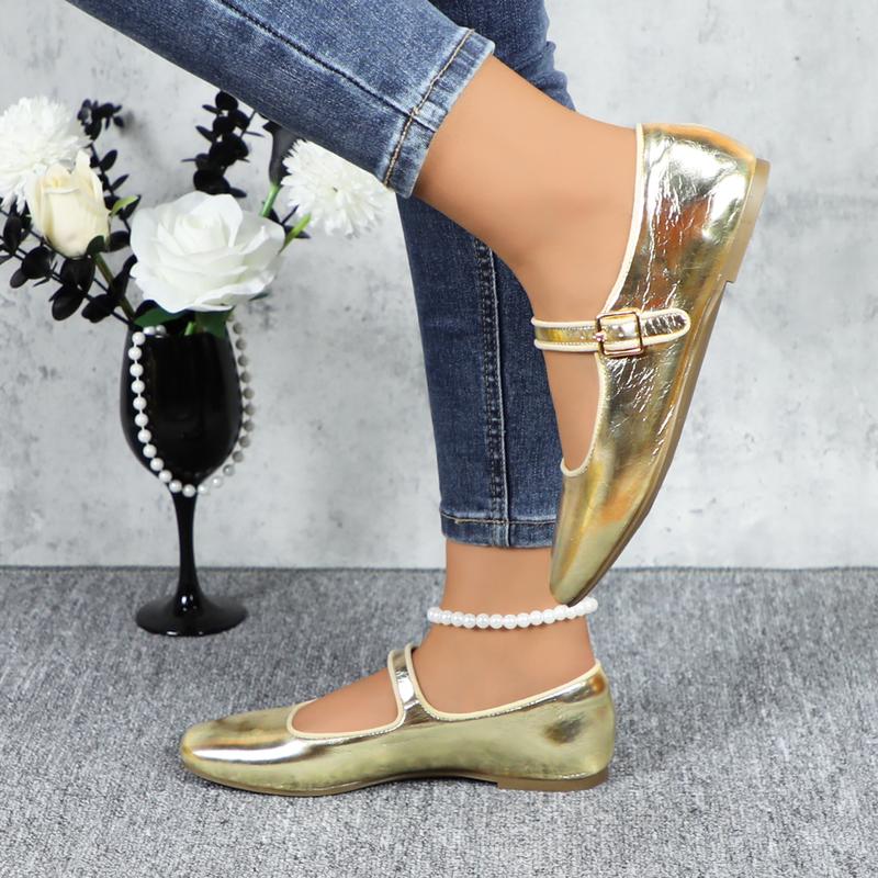 Women's Leather Mary Jane Ballet Flats Comfortable Slip-on Square Toe Soft Work Flats Classic Retro Footwear Flat Shoes for Daily Wear DB