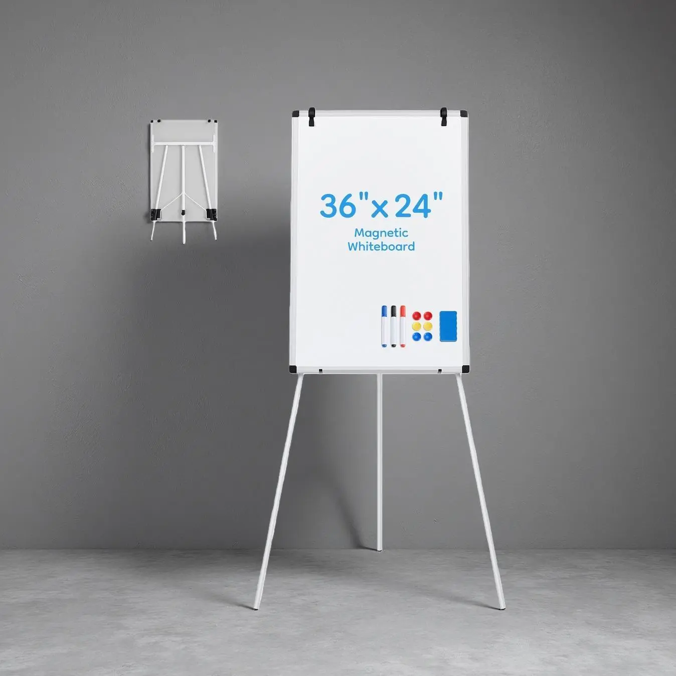 Portable Design,Hight Adjustable,36" x 24" Magnetic Portable Whiteboard with Adjustable Tripod Easel for School,Home Office,Easy Assembly,Portable Foldable Outdoor,Easel Whiteboard - Magnetic Portable Dry Erase,for Office or Teaching at Home & Classroom