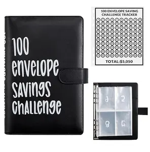 100 Envelopes Money Saving Challenge, 100 Envelope Challenge Binder, Easy and Fun Way to Save $5,050, Savings Challenges Budget Book Binder with Cash Envelopes for Office,Home,School
