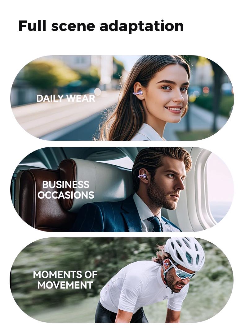 HTC NE41 Clip-On Ear Headphones ,Heart Rate Monitoring Earbuds, Blood Oxygen Monitoring Earbuds,Headphones for Music & Phone Calls, IPX5 Sport Waterproof & Sweatproof, with LCD Full Color Touch Screen, Bluetooth 6.0 Headsets, Heart Rate Health Management