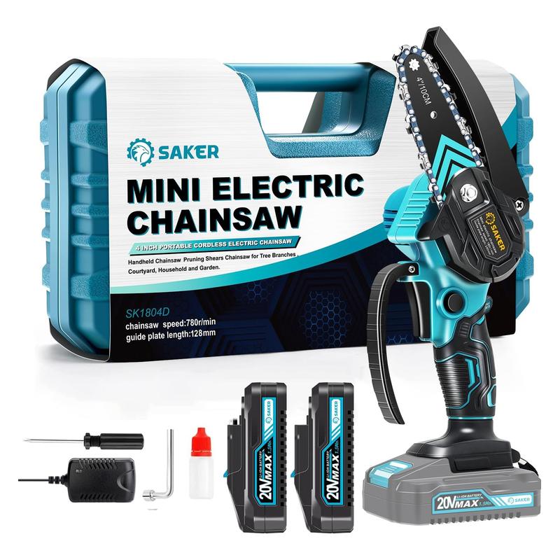 Saker Mini cordless chainsaw, 6-inch handheld chainsaw with safety lock [aged friendly], perfect gift for family and friends.