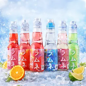 Ramune Japanese Soda Variety Pack (7 Bottles) – Marble Soda Drink, Assorted Flavors Peach Melon Mango Strawberry Lychee Orange