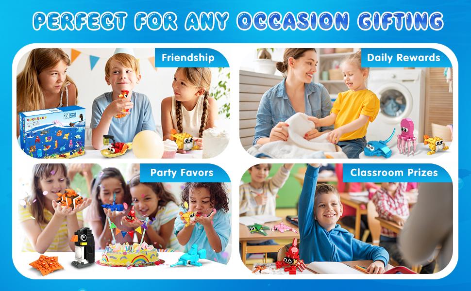HOGOKIDS 24 Pack Valentines Party Favors for Kids Building Set - 629PCS Mini Marine Animals Blocks Toy for Valentines Day Goodie Bag Stuffers Classroom Prizes Gifts fo Kids Boy Girl Student Ages 6-12 HOGOKIDS 24 Pack Valentines Party Favors for Kids Building Set - 629PCS Mini Marine Animals Blocks Toy for Valentines Day Goodie Bag Stuffers Classroom Prizes Gifts fo Kids Boy Girl Student Ages 6-12
