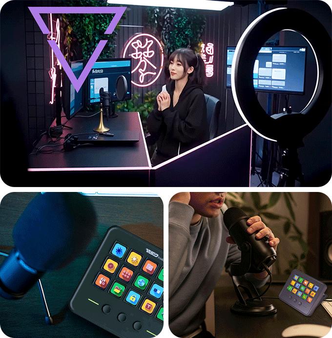 VSDINSIDE M18 V3 Macro Keypad, Stream Controller Deck Gaming Streaming Shortcut Keyboard, 18 Programmable Keys Customizable Visual AI Pad USB Soundboard for OBS, YouTube, Desk Office Setup, Laptop, PC, Mac