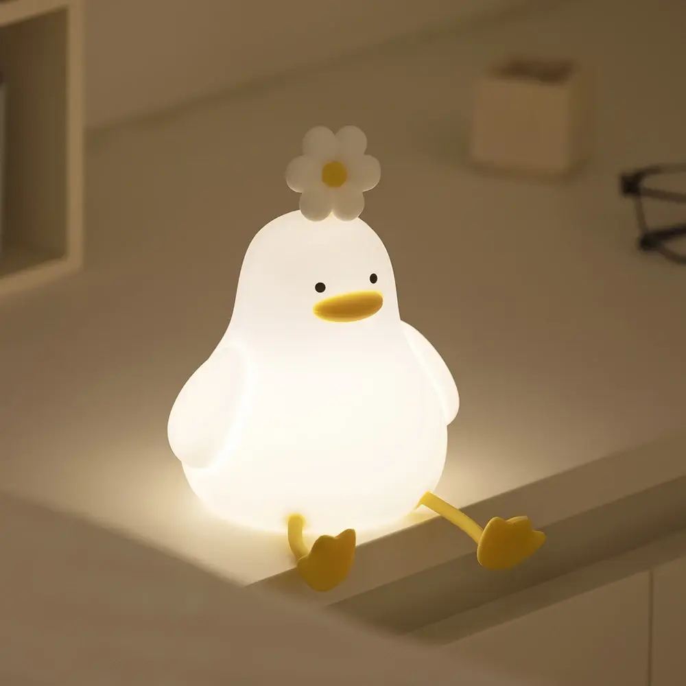 Cute Duck Led Night Light USB Rechargeable Nightlights Silicone Lamp Touch Switch Children Kid Bedroom Decoration Birthday Gift Does not apply
