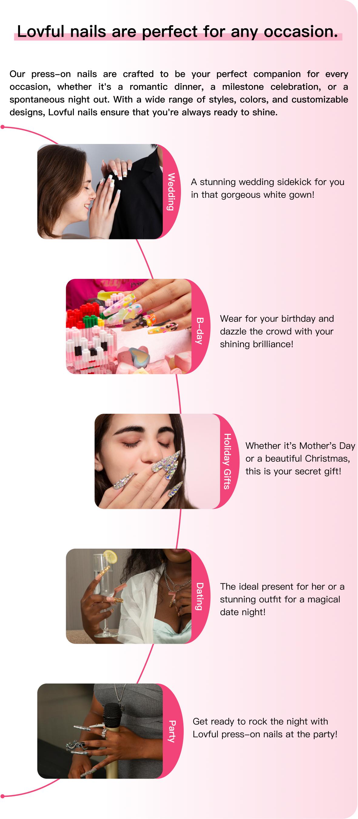 Lovful Square Short Length 0.8'' Cute Handmade Acrylic Press-On Nails Collection|10PCS Reusable,Salon Quality, H12-H314 Glitter Outdoorfun Rhinestones