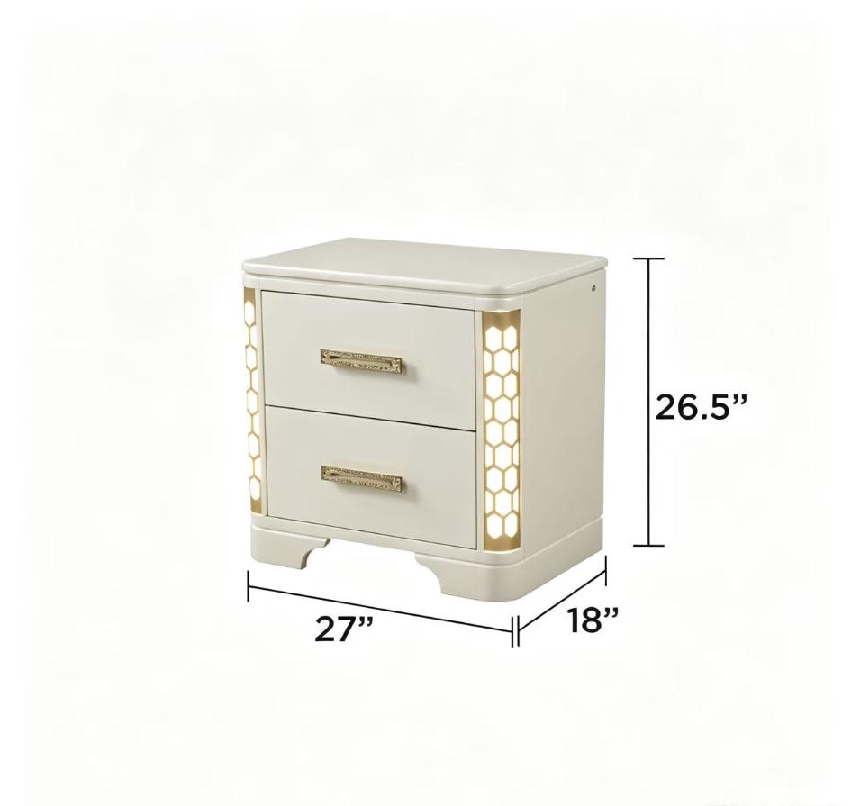 Bellemave JASMINE Queen 4-Pc LED Wood Vanity Set - Beige Indoor Furniture with Vanity, Dresser, Nightstand, Headboard, LED-Light for Bedroom Decor, Dorm Essentials Bellemave JASMINE Queen 4-Pc LED Wood Vanity Set - Beige Indoor Furniture with Vanity, Dresser, Nightstand, Headboard, LED-Light for Bedroom Decor, Dorm Essentials