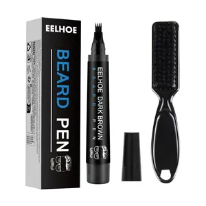 EELHOE Beard Filler Kit - Men's Natural Waterproof Beard Pen - Dark Brown Marker for Defined & Styled Beard Look