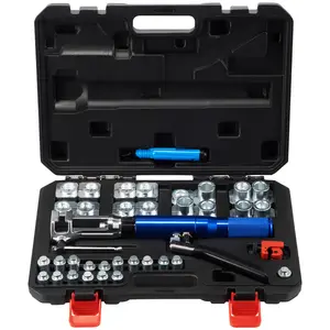 Hydraulic Flaring Tool Kit - 45° Double Flaring, 32 PCS Brake Repair Tools for 3/16"-1/2" with Tube Cutter & Deburrer, for Copper Lines