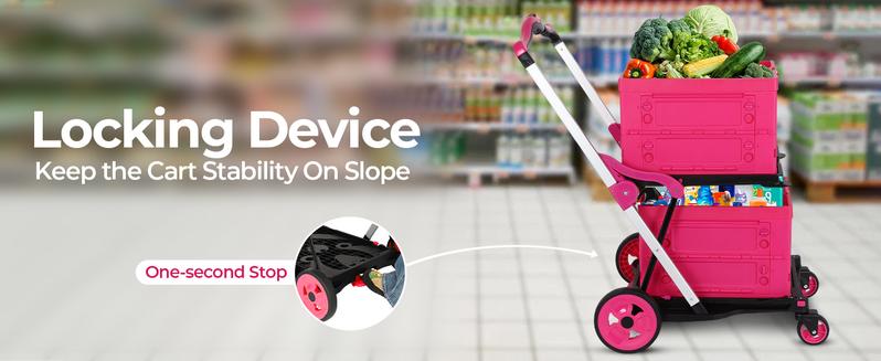 (Double frame)Foldable Utility Cart with Wheels,2 Layers Multifunctional Folding Cart for Cosmetic Organizer,Grocery,Office,Warehouse,Garden, Double Layers Foldable Shopping Cart,Folding Trolley for Luggage Heavy duty (Blue/RED/PINK/Purple) (Double frame)Foldable Utility Cart with Wheels,2 Layers Multifunctional Folding Cart for Cosmetic Organizer,Grocery,Office,Warehouse,Garden, Double Layers Foldable Shopping Cart,Folding Trolley for Luggage Heavy duty (Blue/RED/PINK/Purple)