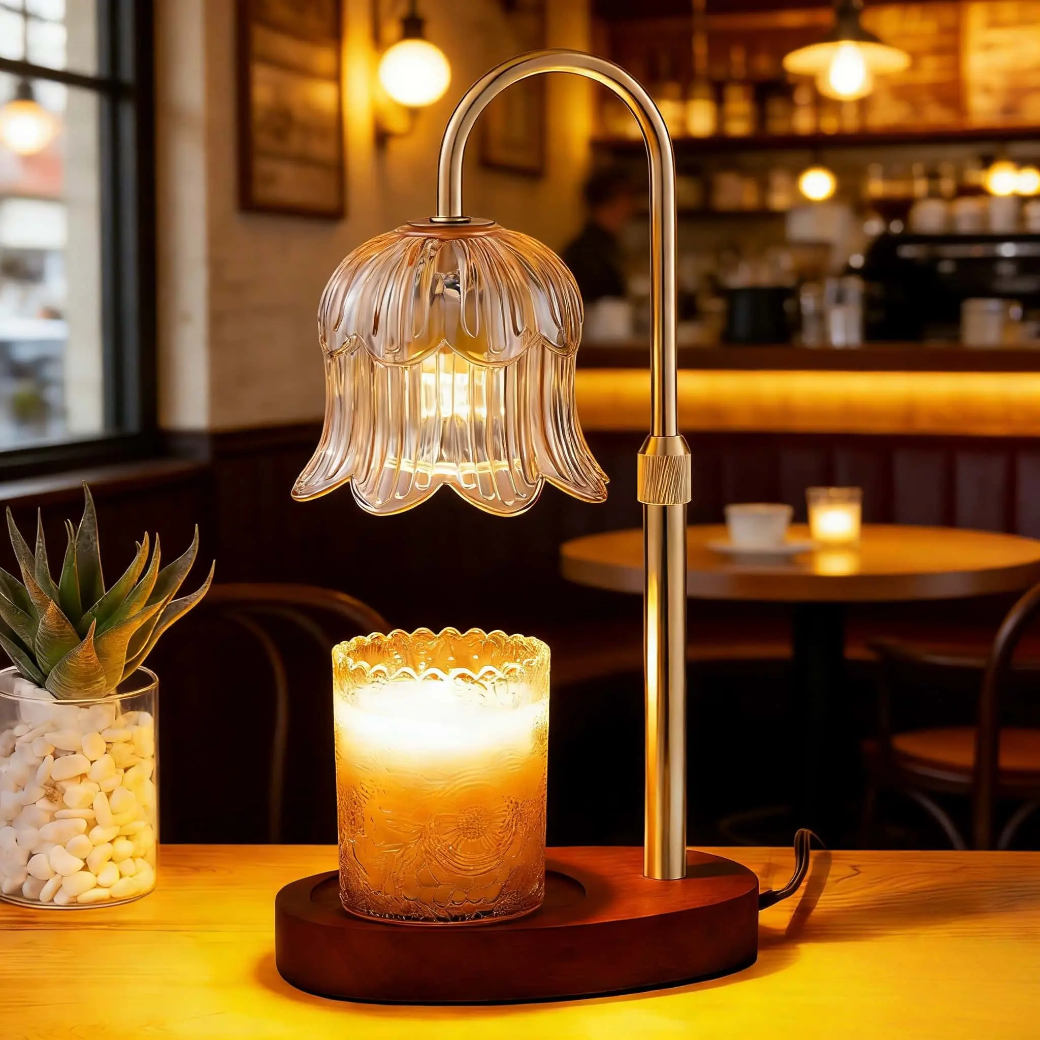 Automatic Timer Candle Warmer Lamp with Adjustable Height & 4-Level Brightness Flame-Free Scent Diffuser for Wax Melts Modern Home Decor Light for Living Room Bedroom Cozy Autumn Winter candle warmer lamp candles candle Decoration Flower