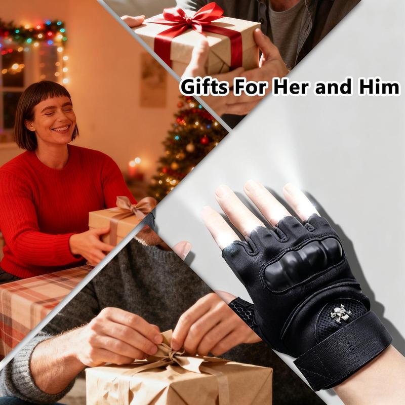LED Flashlight Gloves,Half Finger Lighted Gloves,Adjustable Wrist Strap,Flashlight Gloves with 8 LED Cool Gadget Finger Lights for for Camping Fishing Repairing,Cycling,Running Camping,Christmas Birthday Gifts for Men and Women LED Flashlight Gloves,Half Finger Lighted Gloves,Adjustable Wrist Strap,Flashlight Gloves with 8 LED Cool Gadget Finger Lights for for Camping Fishing Repairing,Cycling,Running Camping,Christmas Birthday Gifts for Men and Women