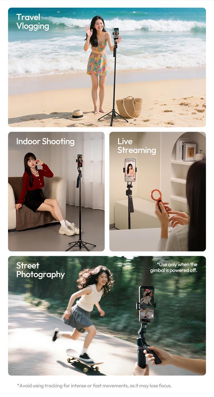 ULANZI TT23 64" Auto Face Tracking Tripod for iPhone/Android with Remote 360° Rotating Selfie Stick Follows Your Movement Facial Recognition Tripod for iPhone 17/16/15/14/13/Android/Camera/GoPro