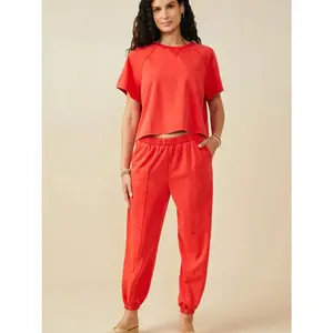 Washed Red Easygoing Knit Sweatshirt