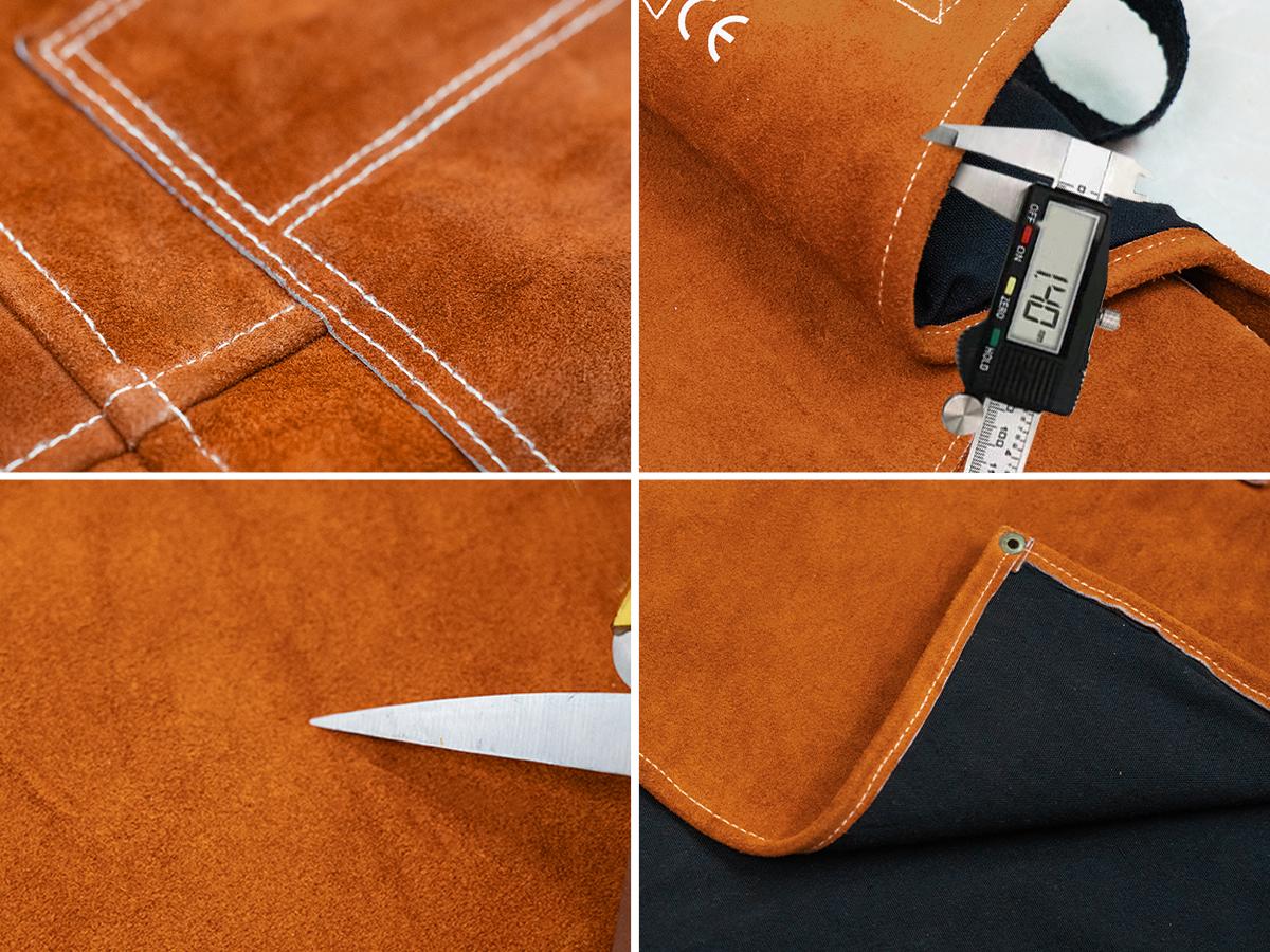 ARCCAPTAIN Leather Welding Work Apron 24" X 36" Heat Flame Resistant Cowhide Blacksmith Aprons with 6 Tool Pockets for Welders Men Women, Adjustable M to XXXL-Brown