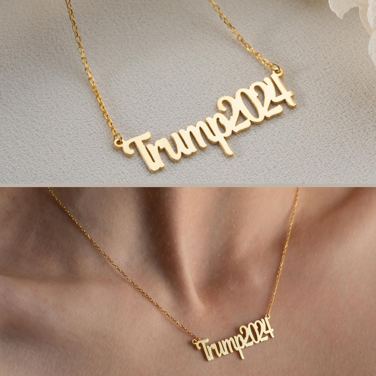 TRUMP 2024 Necklace, 304 Stainless Steel Letters, Great Gift for Yourself, Friends, Family or Donor.