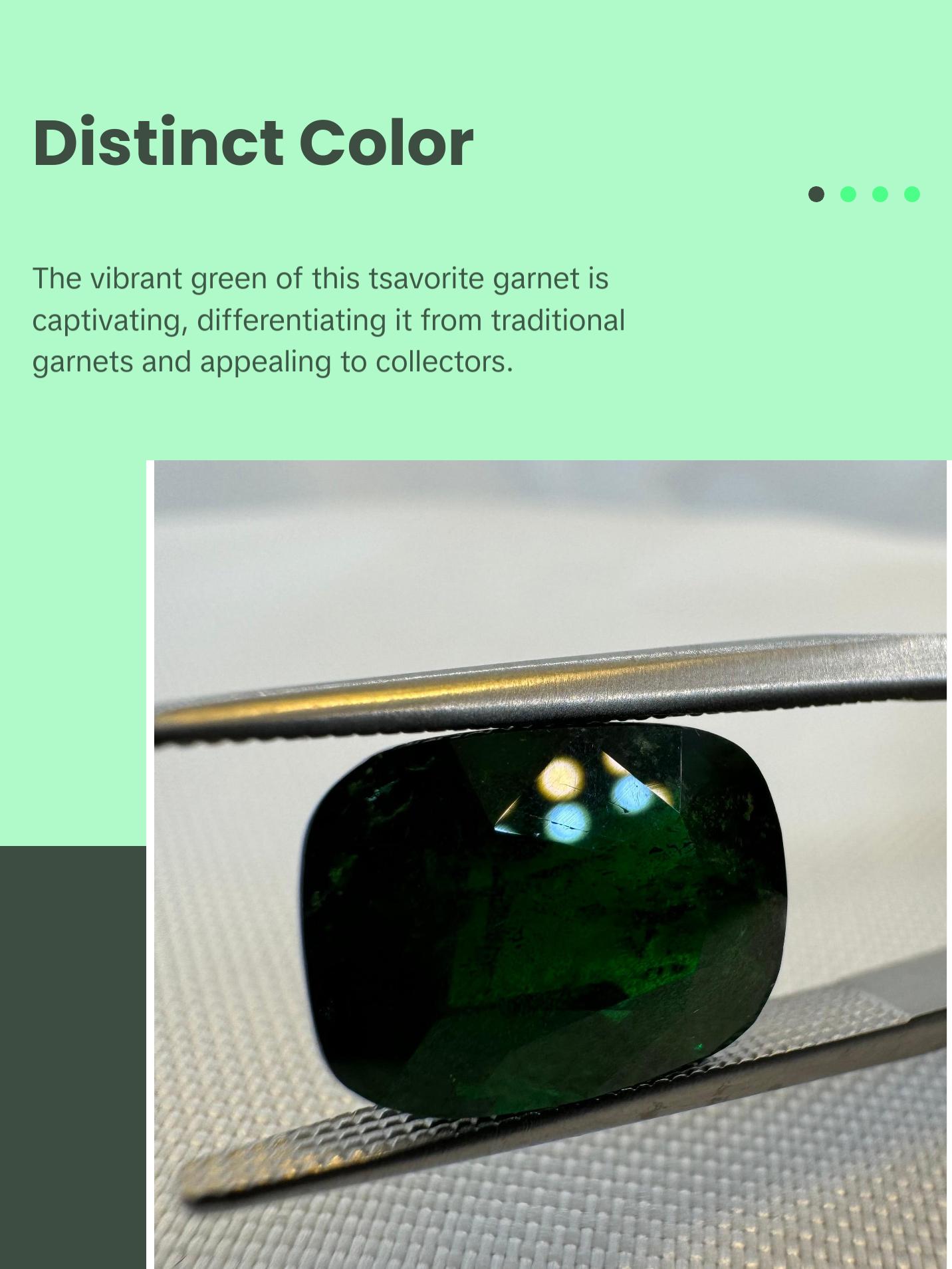 GIA certified Natural Tsavorite Garnet (Green) - 6.63ct - Rectangular Cushion