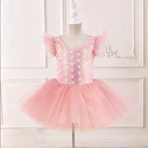 Girls Princess Tutu Ruffle Cap Sleeve & Sparkle Tulle Performance & Party Dress