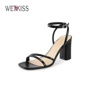 Wetkiss Womens Sandals Chunky Strappy Heels Square Open Toe Ankle Buckle Comfort Dress Party Shoes #Summervibes #TikTokShopStockUp