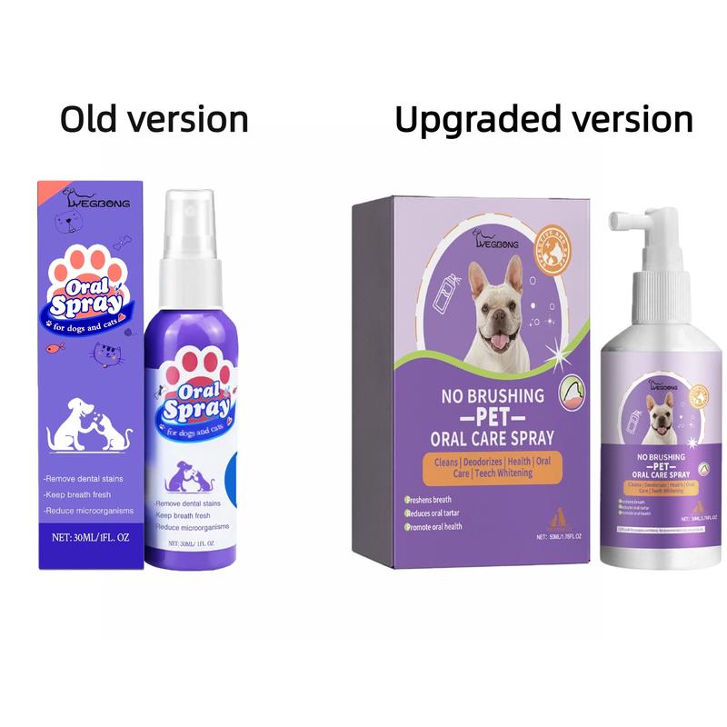 Upgraded PET Dog Dental Care Spray, Vet-Recommended Breath Freshener & Teeth Cleaning Spray, Eliminate Bad Breath, Relieve Gum Redness & Infections, Reduce Plaque & Tartar, No Brushing 50ML