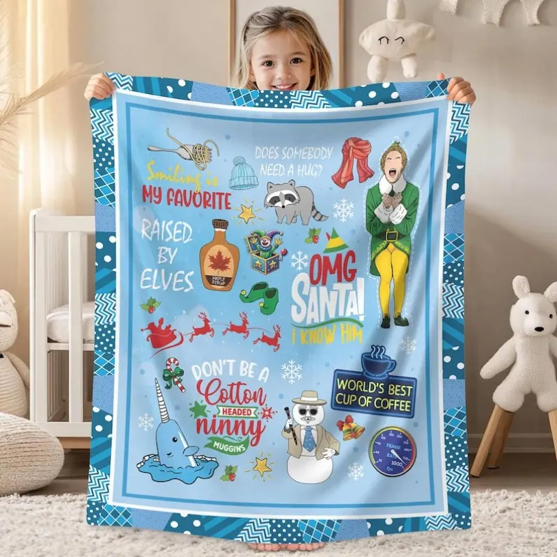 Buddy The Elf Christmas Fleece Blanket, Elf Quote Christmas Blanket, The Elf Movie Blanket, Elf Christmas Gift, Couch Sofa Blanket Xmas Gift