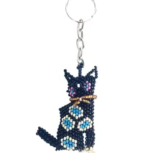Cat Seed Bead Handcrafted Key Chain - Guatemala