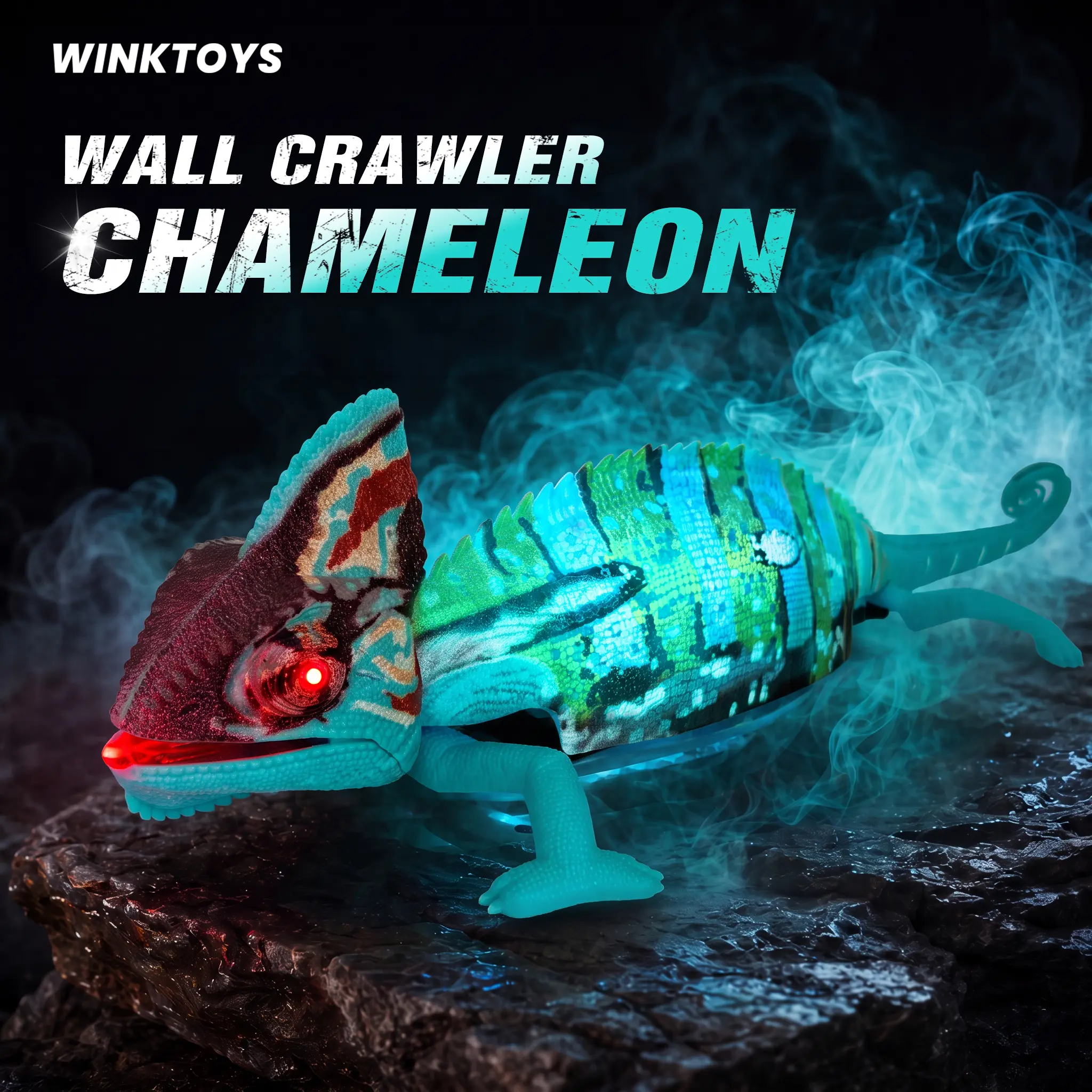 Wall Crawler Chameleon, Winktoys Remote Control Toy, Bio-Inspired Design, LED Glowing Body, 360° Spin, Animal Robot Toy, Fun Indoor Toy, Gift Idea, Party Toy, Cool Gifts, Family Fun, gecko, Electric Lizard Toy