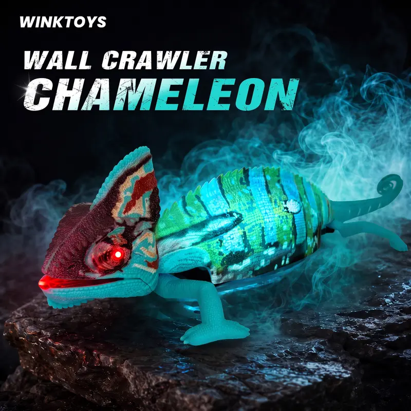 Wall Crawler Chameleon, 2026 NEW Winktoy Remote Control Toy, Bio-Inspired Design, LED Glowing Body, 360° Spin, Animal Robot Toy, Fun Indoor Toy, Gift Idea, Party Toy, Cool Gifts, Family Fun, gecko, Electric Lizard Toy