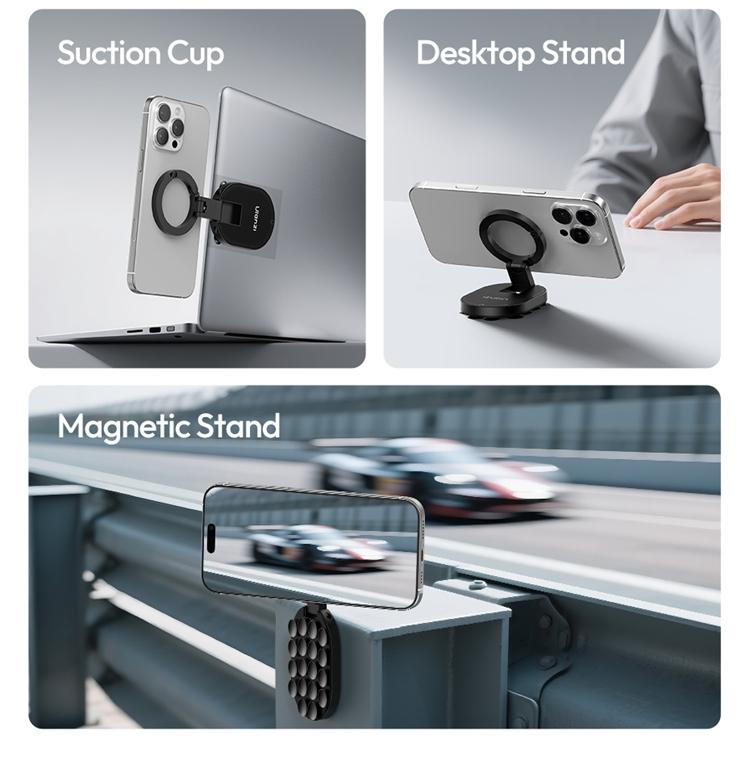 Ulanzi MA39 MagLock Magnetic Phone Mount, Desktop Stand with Suction Bottom for iPhone 17-16-15-14, Wall & Glass Use, Mobile Cellphone Smartphone Accessories, Metal Ring,back to school,back to school haul