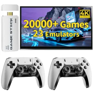 2026 Upgraded Retro Gaming Console, Classic Video Games with 4K HDMI, 20,000+ Games and 23 Emulators, Nostalgia Game Stick Pro, Upgraded Dual 2.4G Wireless Controllers 64GB (White)