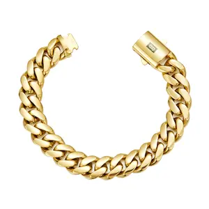 【Glossy model】14K gold-plated Cuban bracelet | The latest electroplating gold-plating process for rust prevention| Miami hip-hop style fashion items| The best gift for men and women| Couples' style| 6mm/8mm/10mm/12mm/14mm Valentine's Day gift