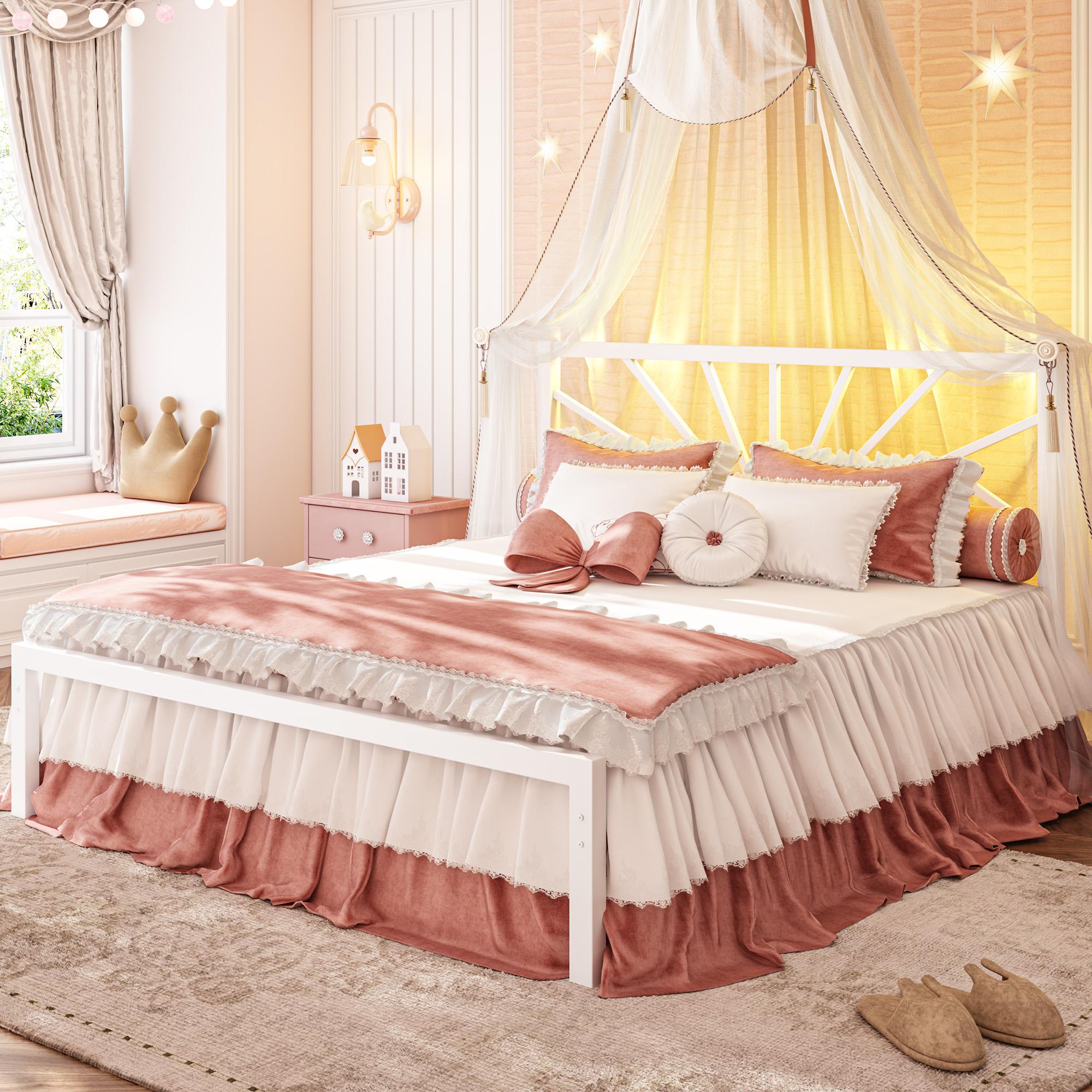 【880 lbs Capacity】Queen Size Metal Bed Frame with LED Lights,Sturdy Bed Frame with Headboard, NO MATTRESS Include,Under Bed Storage Space & Strong Metal Slats, Strong Metal Slats Support,Noise-Free, Easy Assembly,Black