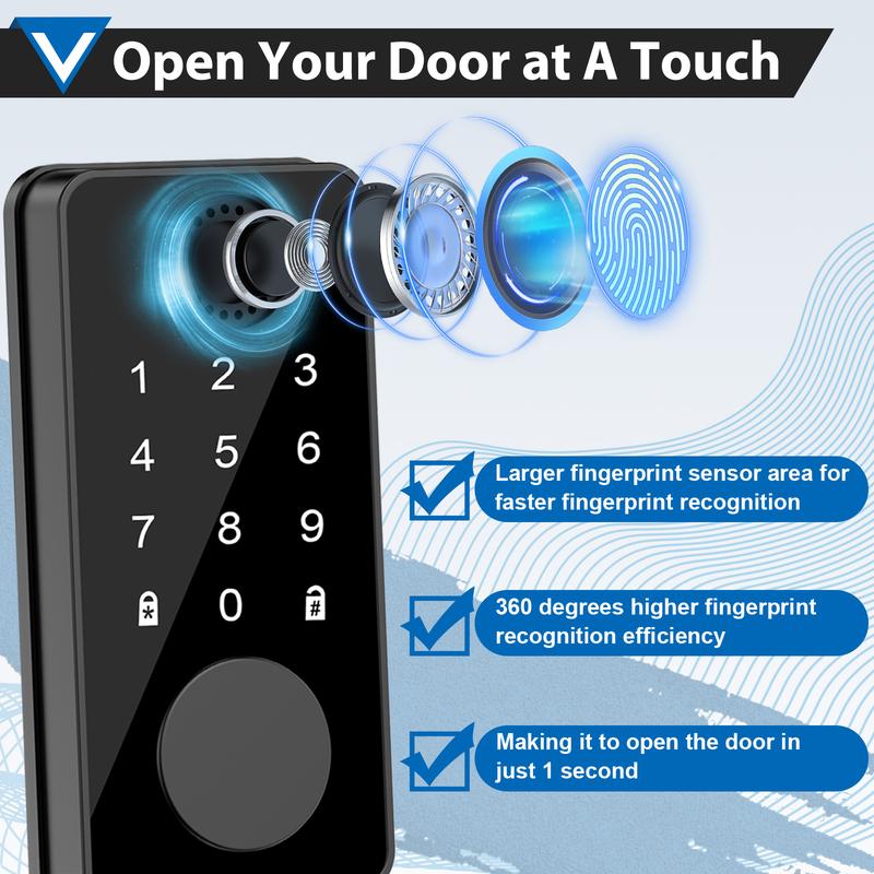 Smart Door Lock (Five Multi-Functional Features) An electronic fingerprint access control system suitable for home/office/hotel settings, featuring anti-peeping design. Suitable for most scenarios, also makes a great gift.