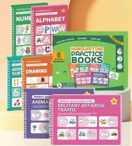 2026 Reusable Grooved Handwriting Workbook for Kids, Learning Materials, 6 Books–Early Elementary, Covers Math, Words, Drawing –Gift for Children Lettering Spiral Notebook school supplies,Back-to-School Gifts