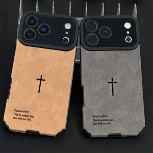 Vintage Psalms 46:5 Faith Pattern Made of TPU and leather the touch is as delicate and skin friendly as velvet suitable for Apple 17 16 15 14 13 12 11 Pro Max Plus X XS MAX