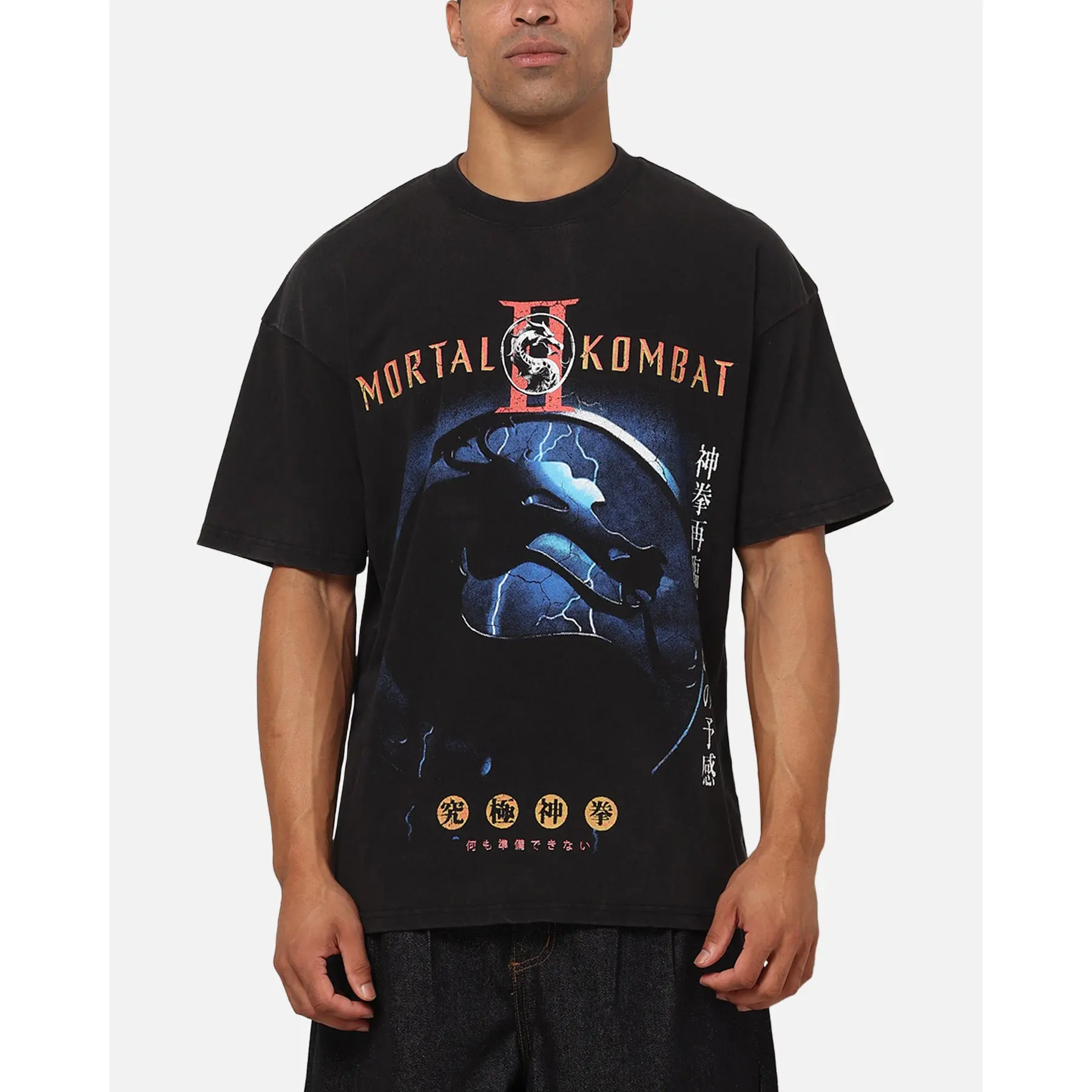 73Studio X Mortal Kombat 2 Vintage T-Shirt Black Acidwash